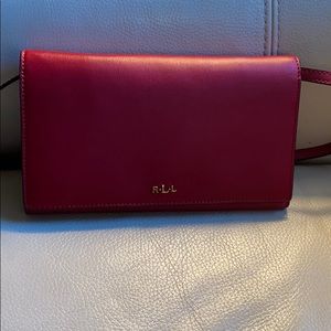 Red leather clutch